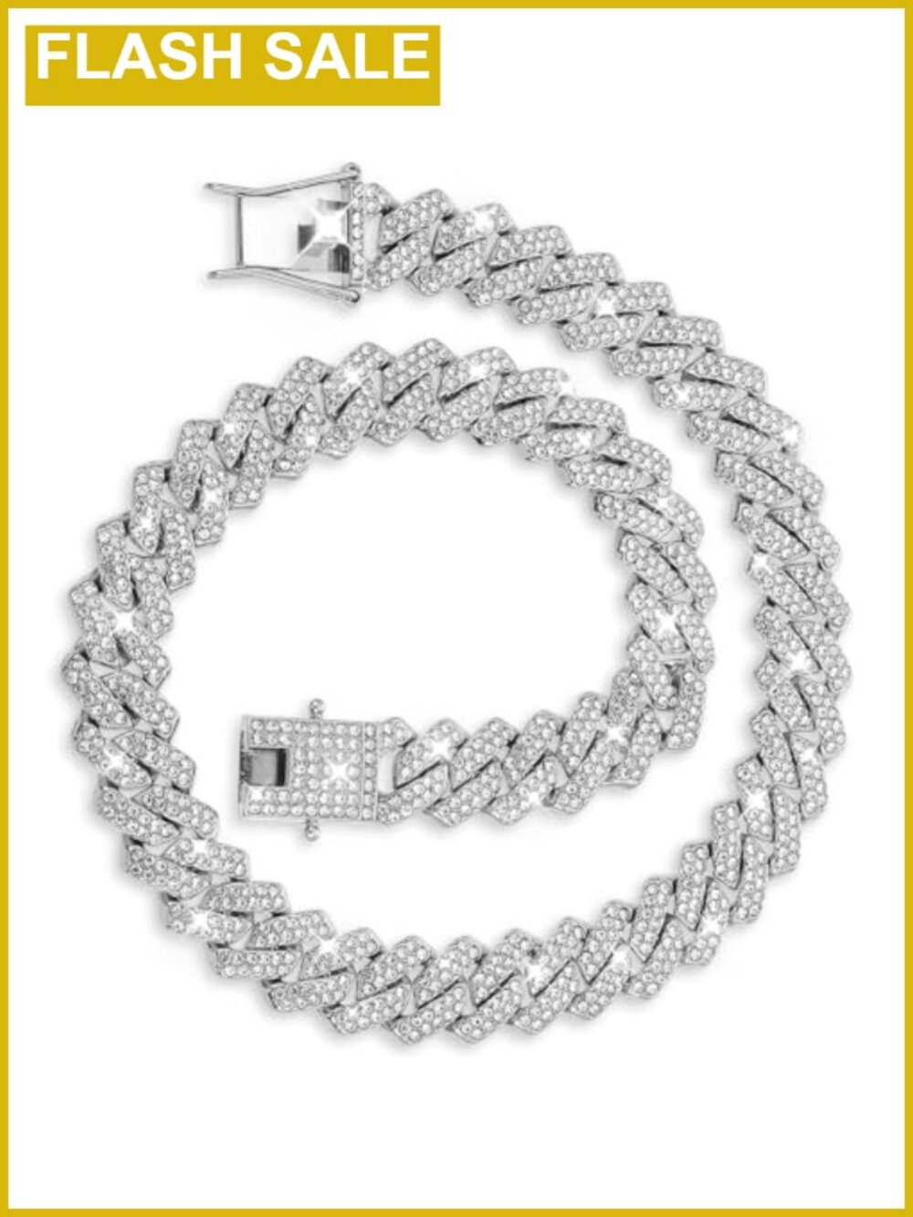 Cuban Link Chain Necklace Iced Out Rhinestone Hip Hop Jewelry
